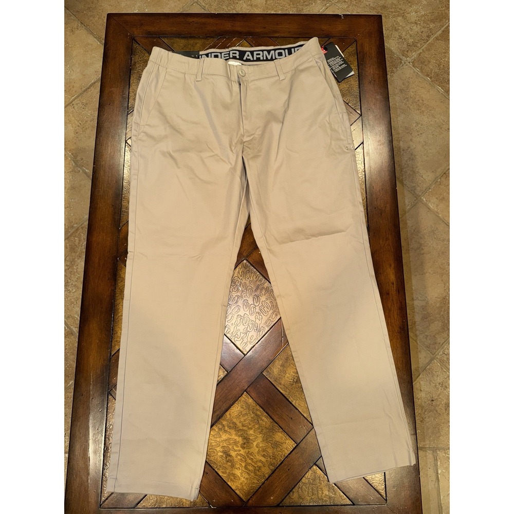 NEW Under Armour Drive Tapered Pants Mens 34x30 Khaki Tan Stretch Golf 1306326